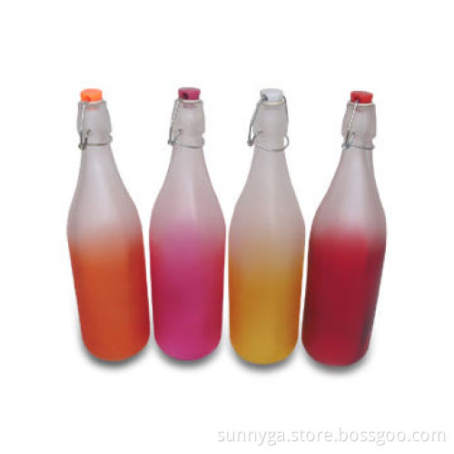 Juice Bottles with Rubber Pad, Plastic Lid and Color Frosted Surface